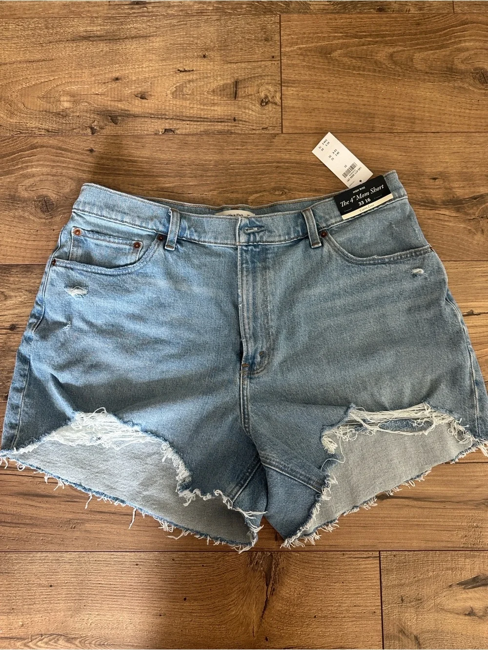Abercrombie & Fitch Light Blue Distressed Denim Shorts - Picture 2 of 4